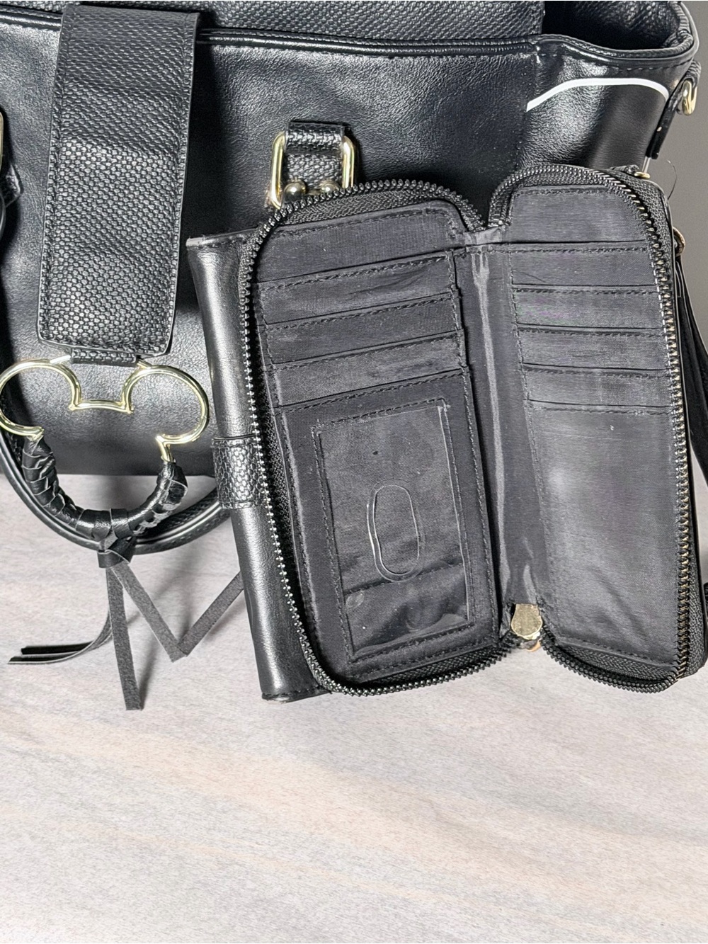 Disney Black Faux-Leather Mickey Tote and Wallet Set with White Accents - Picture 12 of 14
